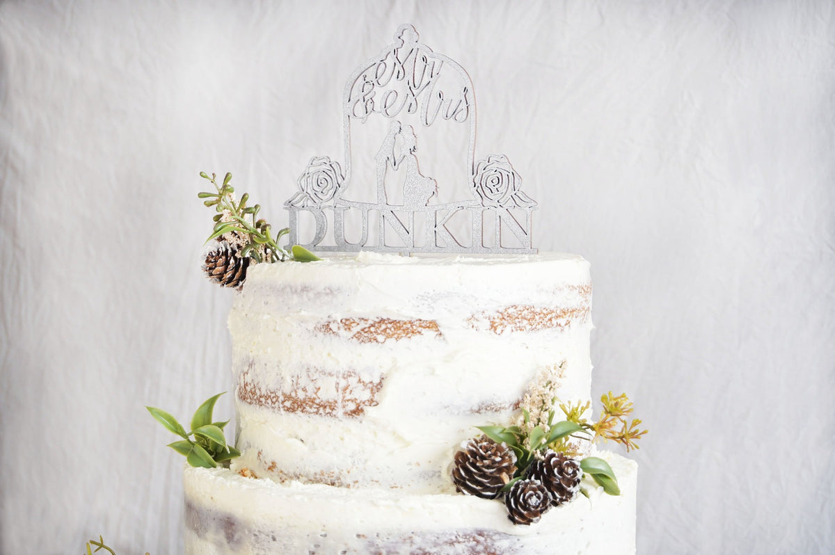 Couple Wedding Cake Topper | Rustic Mr and Mrs Cake Topper for Wedding | Personalized Cake Topper | Custom Bride and Groom Cake Topper