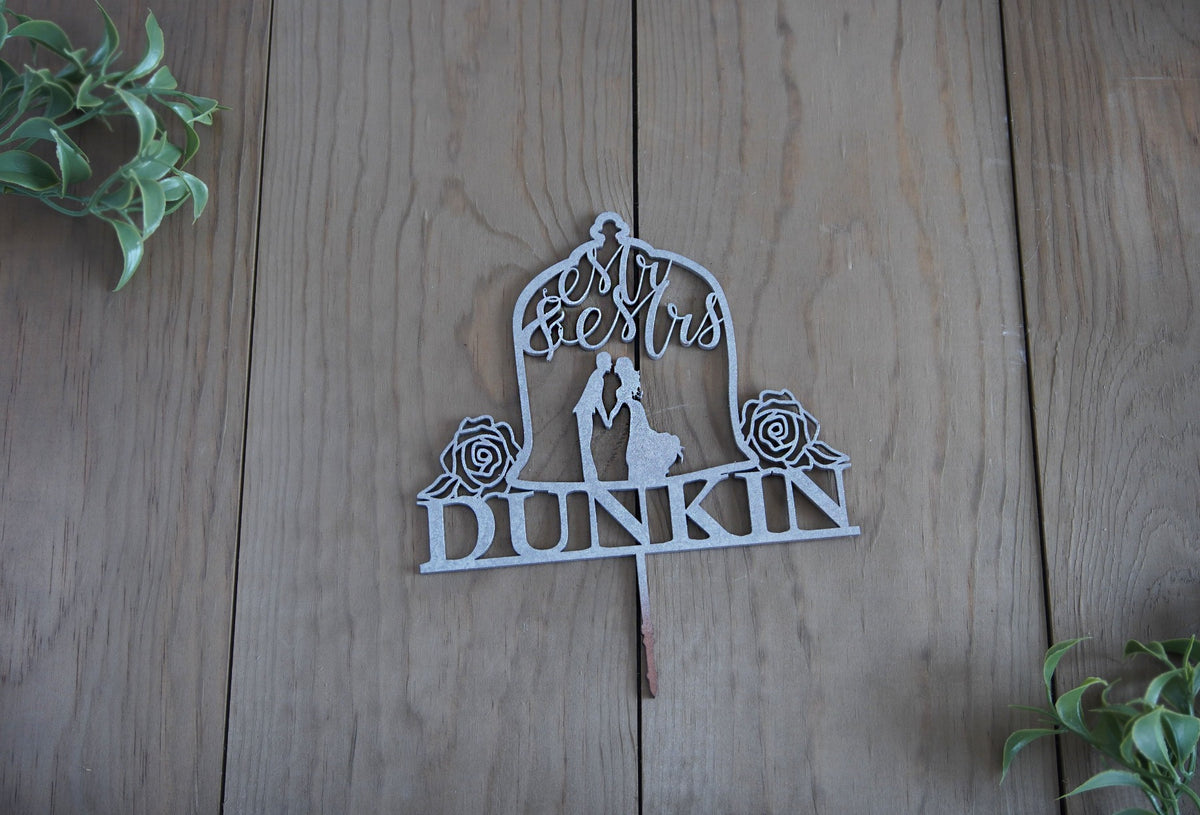 Couple Wedding Cake Topper | Rustic Mr and Mrs Cake Topper for Wedding | Personalized Cake Topper | Custom Bride and Groom Cake Topper