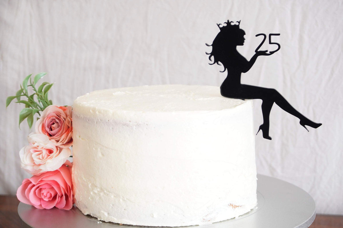 Diva Sitting Girl Silhouette Birthday Cake Topper | Personalized Any Age Birthday Cake Topper | Custom Cake Topper Made with Acrylic