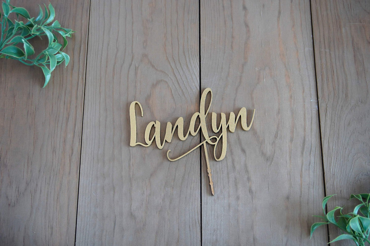 Name Birthday Cake Topper | Custom Cake Topper Personalized  | Gold, Silver, Rose Gold, &amp; Wood Cake Topper | Baby Shower Cake Topper