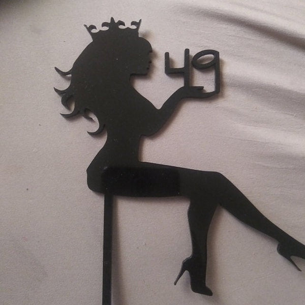 Diva Sitting Girl Silhouette Birthday Cake Topper | Personalized Any A ...