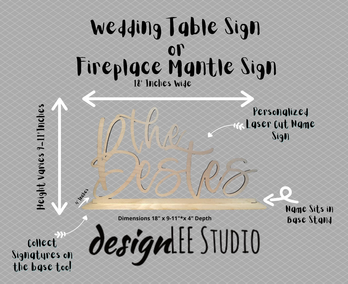 Personalized Wedding Table Sign | Custom Calligraphy Script Cake Table Sign | Sweetheart Table Sign Head Table Décor Made with Wood/Acrylic