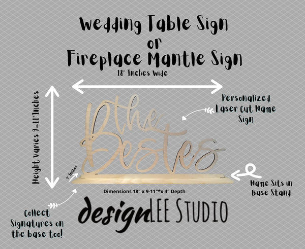 Calligraphy Table Sign Personalized Wedding Table Sign | Custom Calligraphy Script Cake Table ...