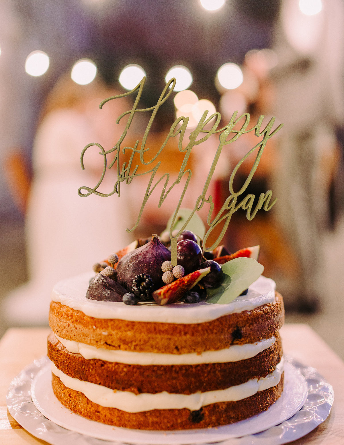 Custom Happy 21st Birthday Cake Topper | Personalized Birthday Cake Topper for Any Age | Script Name Birthday Cake Topper Made with Wood