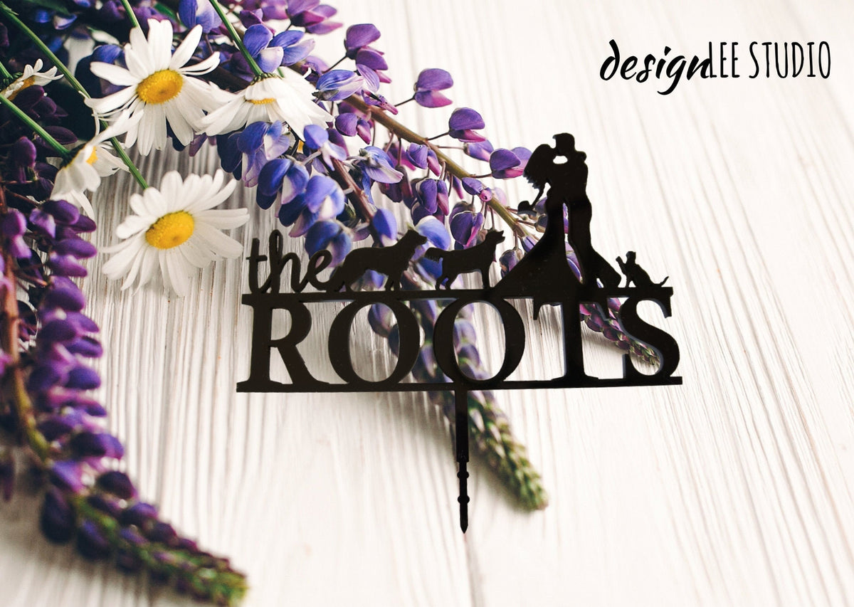 Custom Silhouette Couple Cake Topper | Personalized Bride &amp; Groom Wedding Cake Topper | Kids, Pets, or Dogs Cake Topper by designLEE Studio