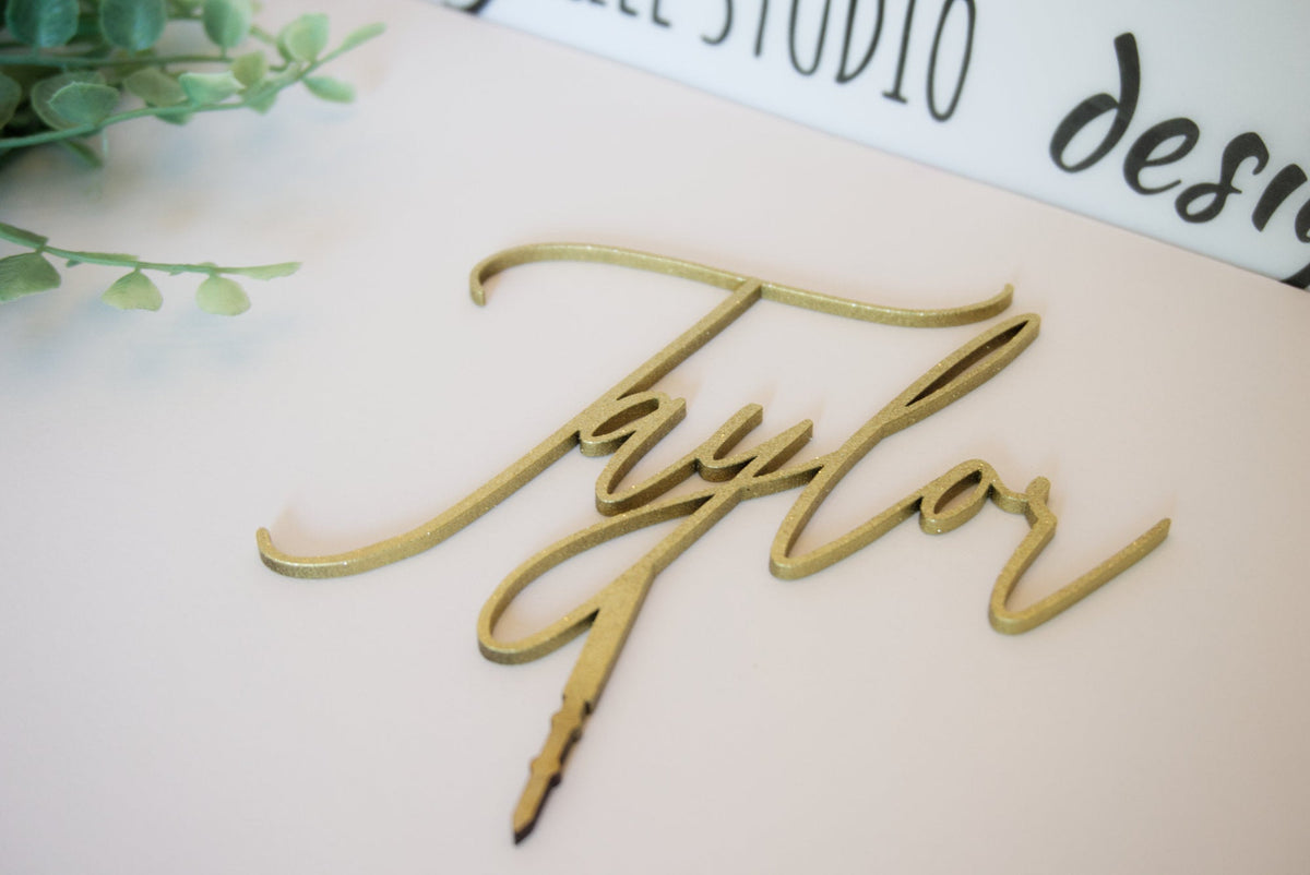 Elegant Script Name Wedding Cake Topper | Custom Anniversary Cake Topper Personalized | Gold, Silver, &amp; Rose Gold Wood Cake Topper