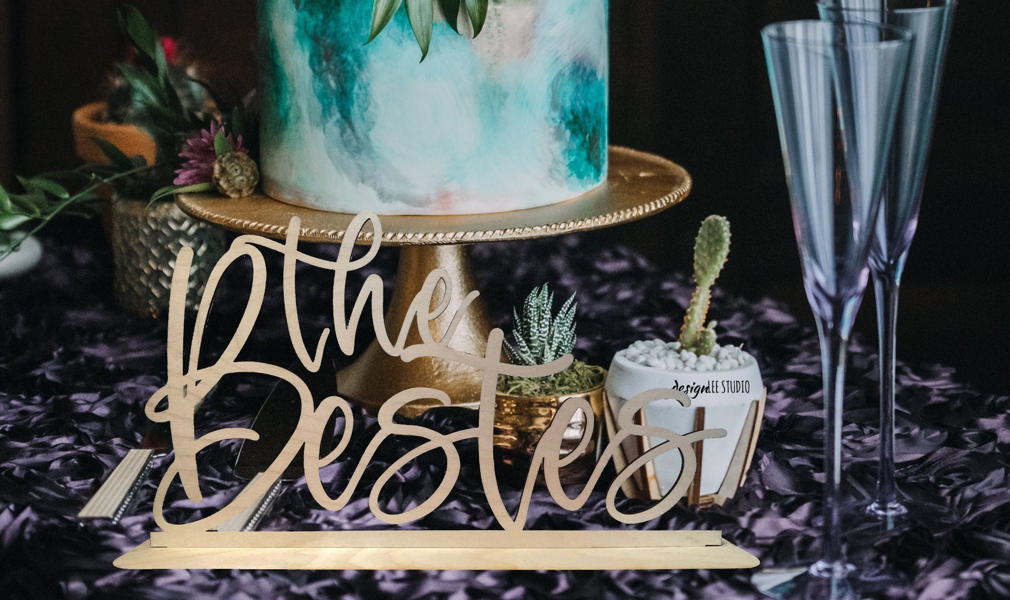 Personalized Wedding Table Sign | Custom Calligraphy Script Cake Table Sign | Sweetheart Table Sign Head Table Décor Made with Wood/Acrylic