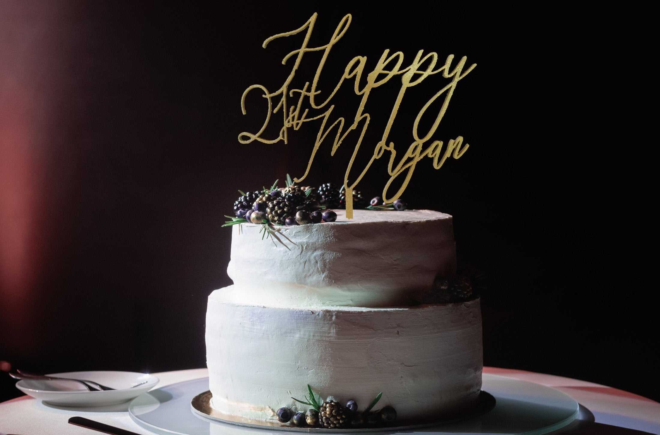Happy 21st Cake Topper Anniversary Birthday Gold Cake - Etsy