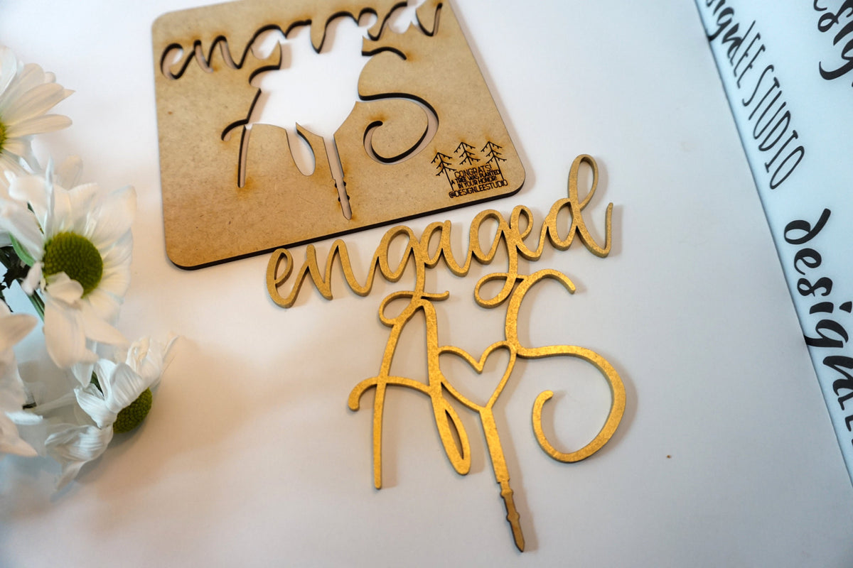 Custom Engagement Cake Topper Personalized Script Initials Cake Topper Gold Wedding Cake Topper Heart Cake Topper Wood Cake Topper