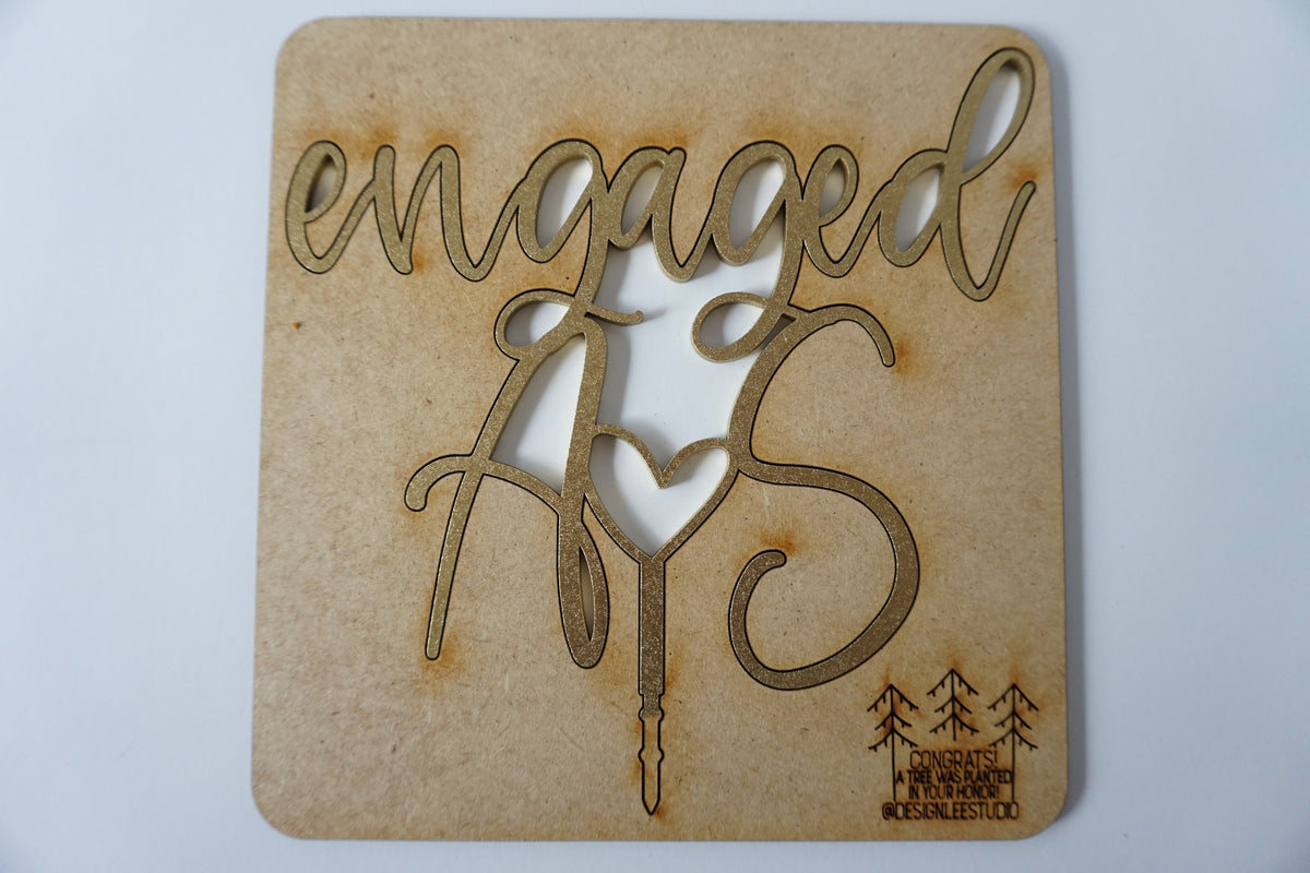 Custom Engagement Cake Topper Personalized Script Initials Cake Topper Gold Wedding Cake Topper Heart Cake Topper Wood Cake Topper