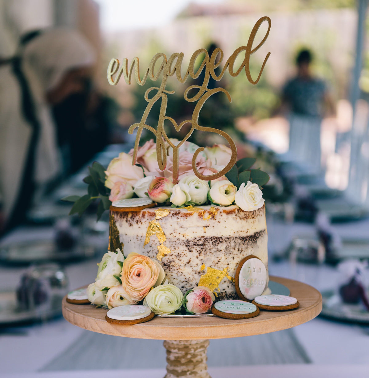 Custom Engagement Cake Topper Personalized Script Initials Cake Topper Gold Wedding Cake Topper Heart Cake Topper Wood Cake Topper