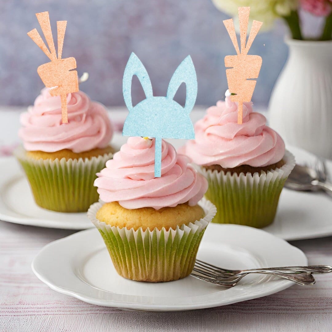 Wood Easter Cupcake Topper CupCake Topper for Easter Party Decorations Easter Bunny Cake Topper Easter Egg Wood Cupcake Toppers