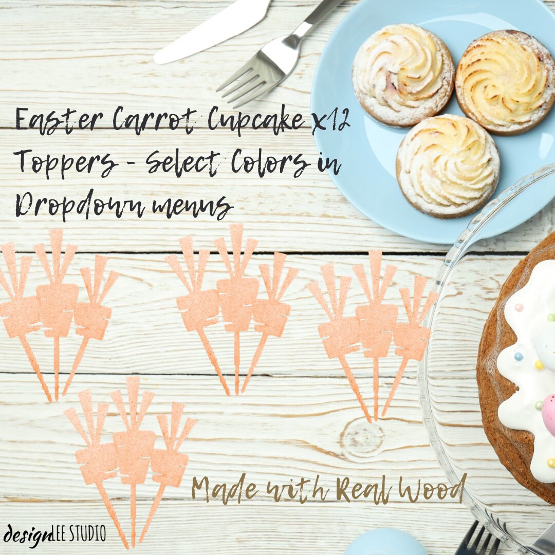 Wood Easter Cupcake Topper CupCake Topper for Easter Party Decorations Easter Bunny Cake Topper Easter Egg Wood Cupcake Toppers