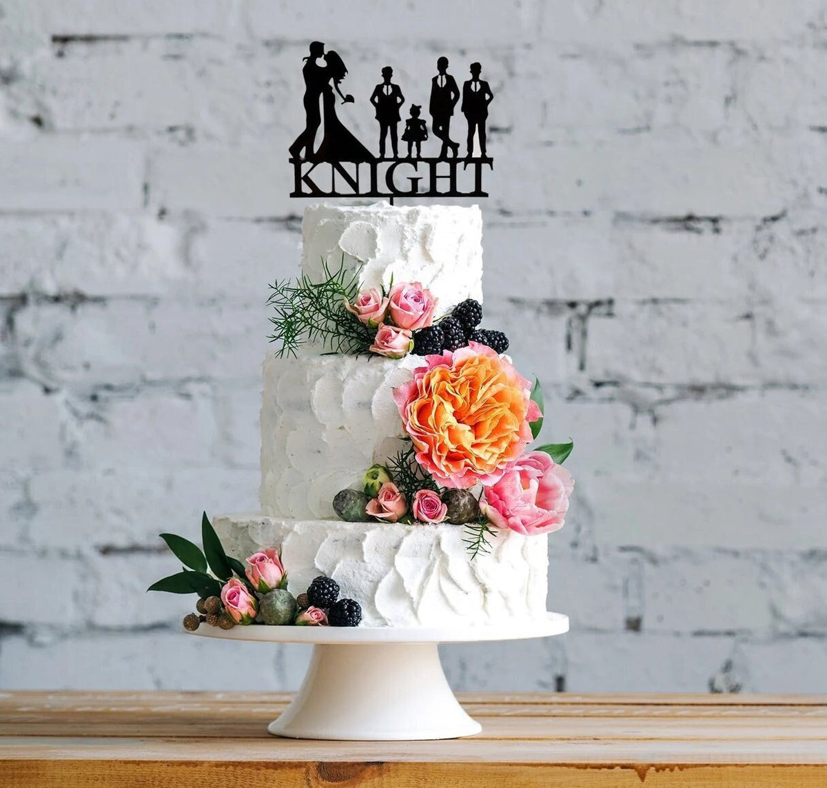 Personalized Wedding Couple Cake Topper | Custom Silhouette Cake Topper | Bride/Groom Dog Cake Topper Acrylic or Wood Wedding Cake Toppers