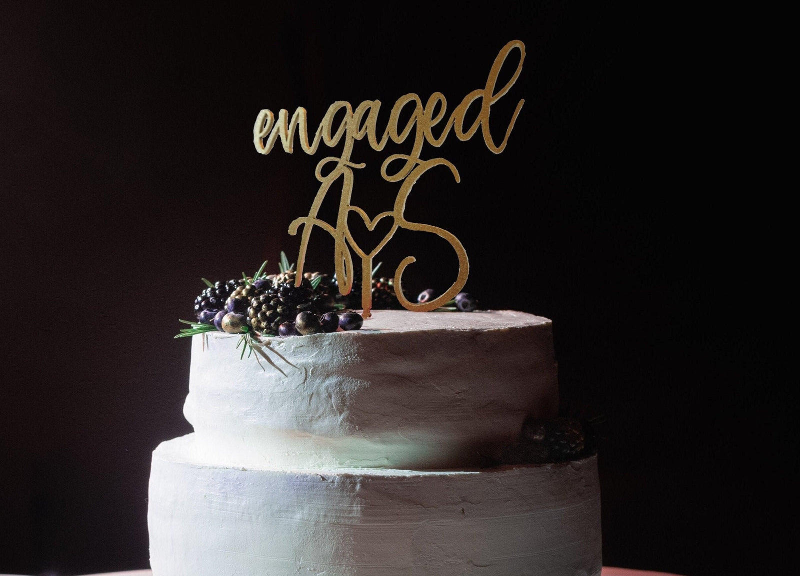 Custom Engagement Cake Topper Personalized Script Initials Cake Topper Gold Wedding Cake Topper Heart Cake Topper Wood Cake Topper
