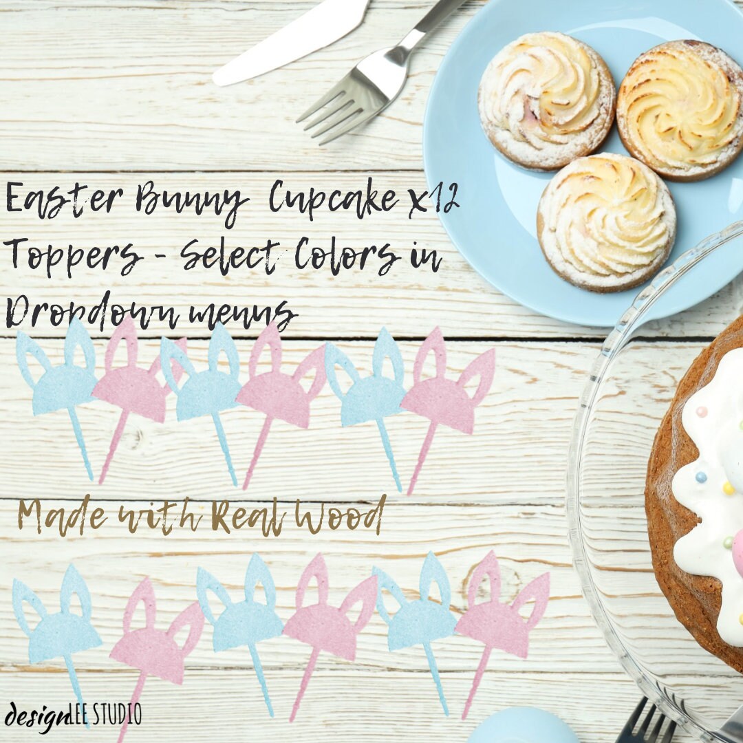Wood Easter Cupcake Topper CupCake Topper for Easter Party Decorations Easter Bunny Cake Topper Easter Egg Wood Cupcake Toppers