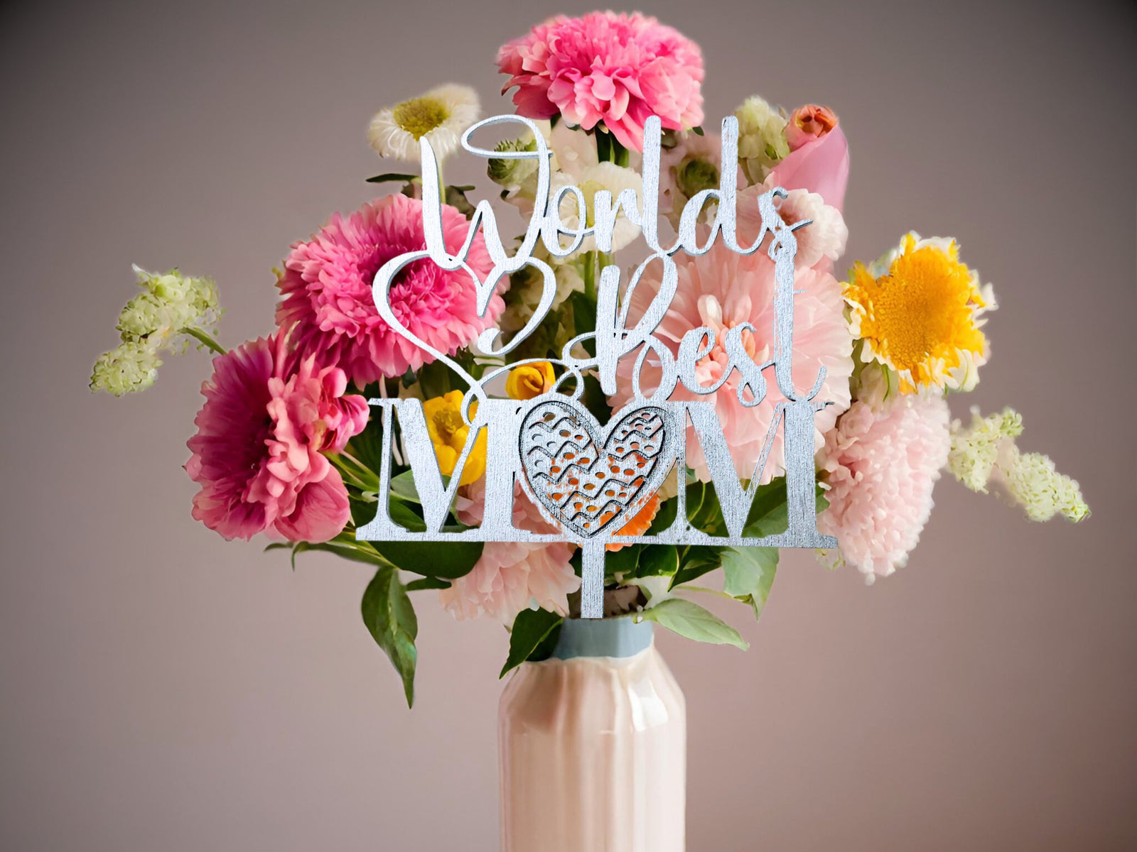 Custom Mothers Day Floral Centerpiece Pick for Mothers Day Gift Personalized Mothers Day Decorations Mom Gift Mom Birthday Gift Bouquet Pick