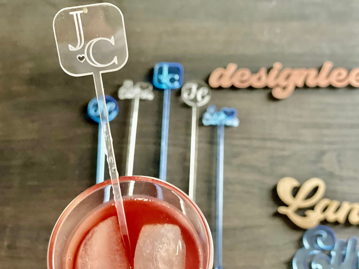 Custom Wedding Drink Stirrer Personalized Acrylic Stir Sticks for Birthday Swizzle Stick Cocktail Stirrer Drink Topper Initial Drink Stirrer