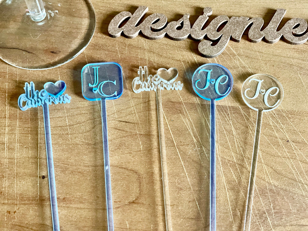 Custom Wedding Drink Stirrer Personalized Acrylic Stir Sticks for Birthday Swizzle Stick Cocktail Stirrer Drink Topper Initial Drink Stirrer