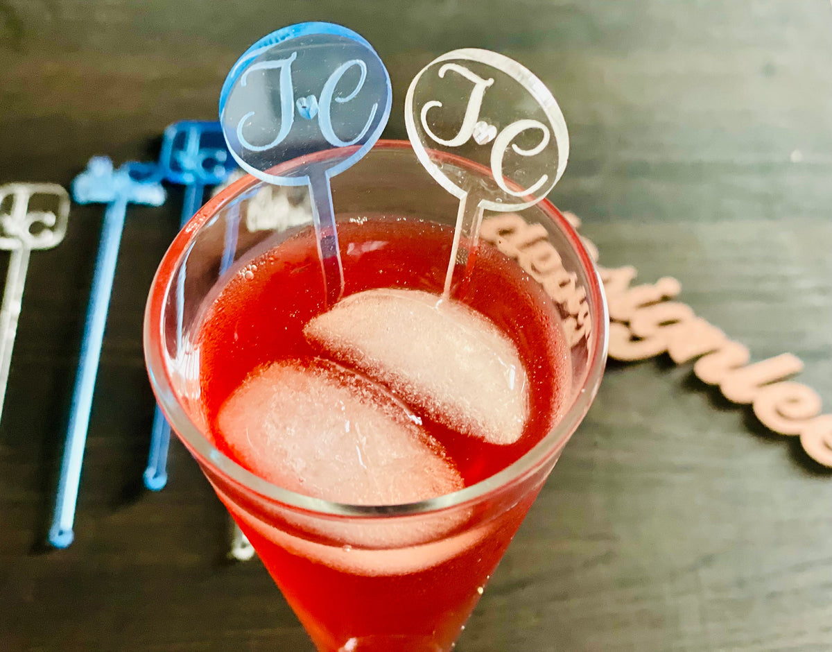 Custom Wedding Drink Stirrer Personalized Acrylic Stir Sticks for Birthday Swizzle Stick Cocktail Stirrer Drink Topper Initial Drink Stirrer