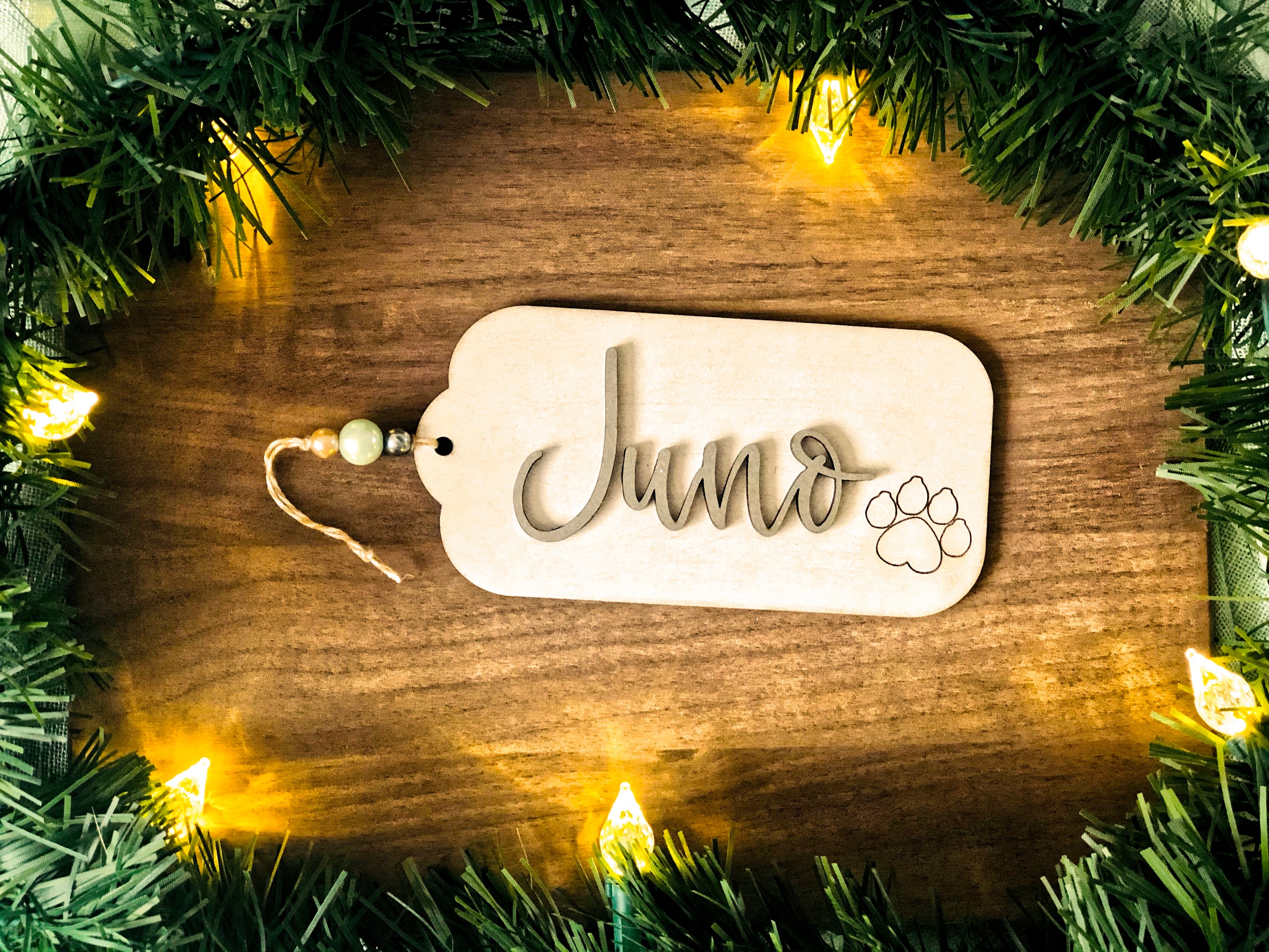 BEST SELLER ENGRAVED Christmas Stocking Name Tag. Pet Wooden 