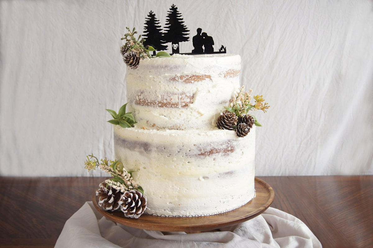 Rustic Silhouette Wedding Cake Topper | Scenic Outdoor Camping Bride &amp; Groom |  Custom Couple Wedding Cake Topper | Anniversary Cake Topper, Wedding Cake Topper, designLEE Studio, designLEE Studio