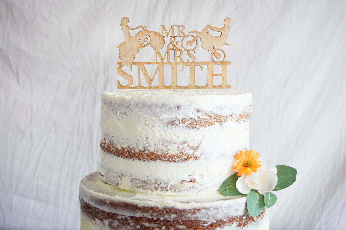 Silhouette Wedding Cake Topper | Bride &amp; Groom Riding in Jeep or Motorcycle | Anniversary/Wedding Gift | Made with Acrylic or Wood, , designLEE Studio, designLEE Studio