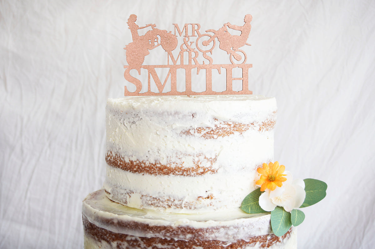 Silhouette Wedding Cake Topper | Bride &amp; Groom Riding in Jeep or Motorcycle | Anniversary/Wedding Gift | Made with Acrylic or Wood, , designLEE Studio, designLEE Studio