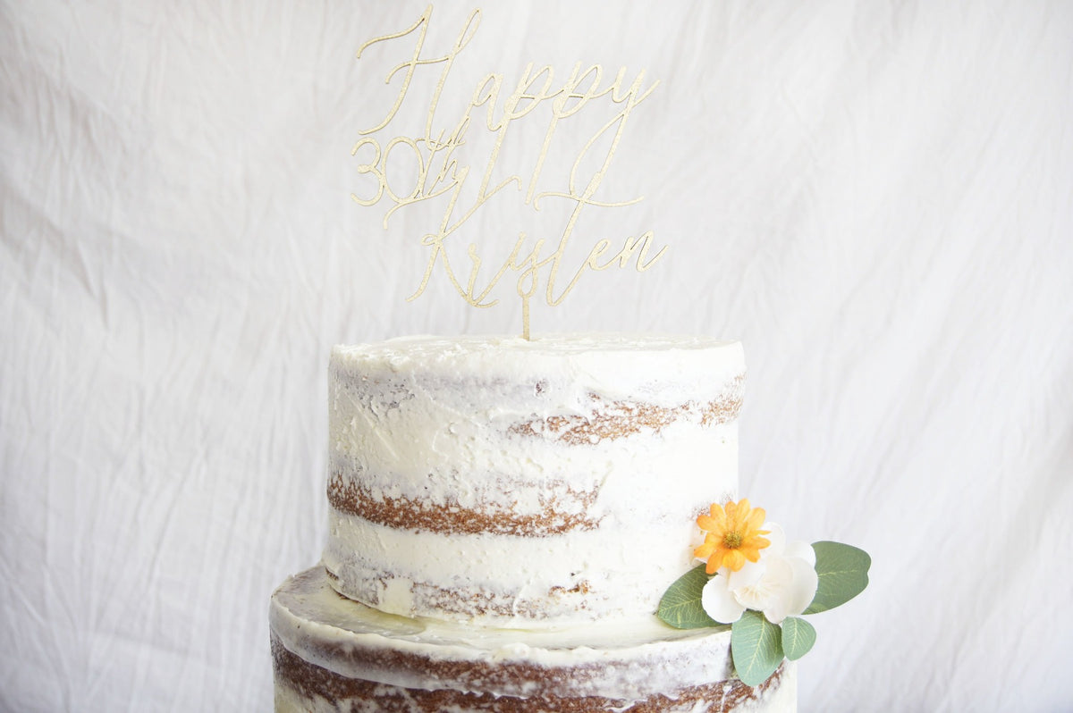Custom Happy 30th Birthday Cake Topper | Personalized For Any Age - Wood Cake Topper, Cake Toppers, designLEE Studio, designLEE Studio