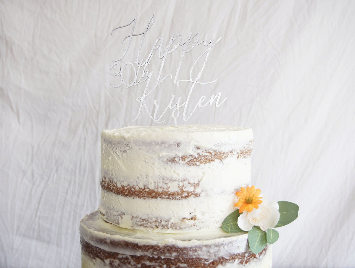 Custom Happy 30th Birthday Cake Topper | Personalized For Any Age - Wood Cake Topper, Cake Toppers, designLEE Studio, designLEE Studio