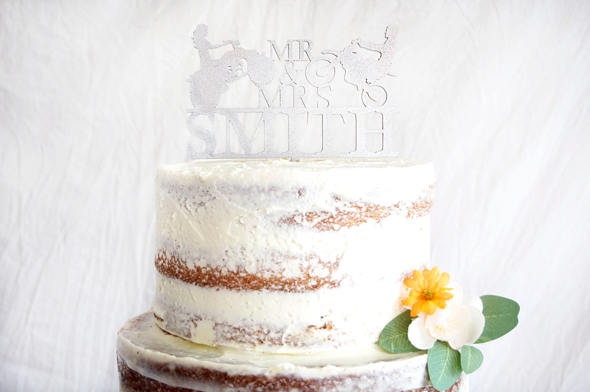 Silhouette Wedding Cake Topper | Bride &amp; Groom Riding in Jeep or Motorcycle | Anniversary/Wedding Gift | Made with Acrylic or Wood, , designLEE Studio, designLEE Studio