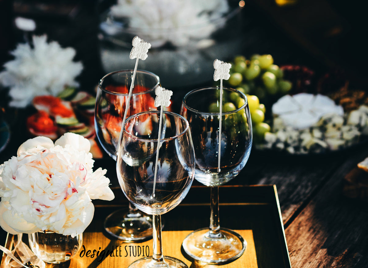 Personalized Drink Stirrers for Weddings/Event | Custom Name/Phrase Stir Sticks | Swizzle Sticks - designLEE Studio