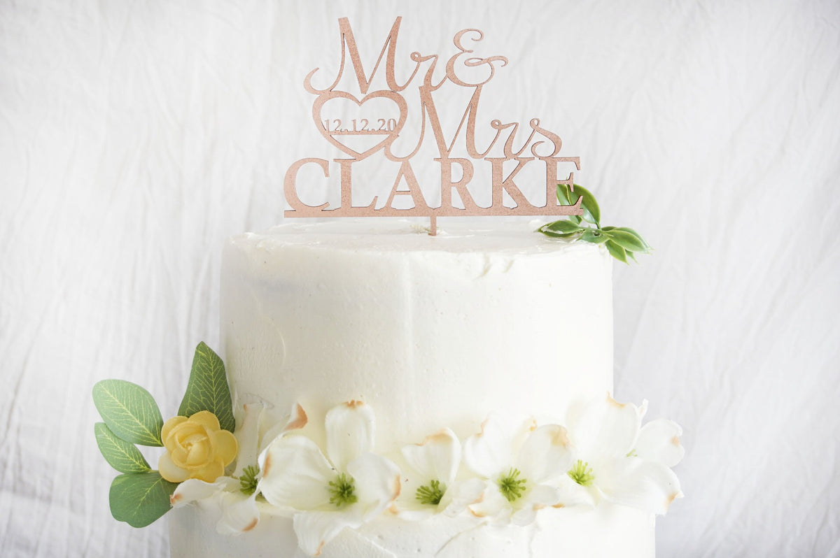 Mr. &amp; Mrs. Wedding Cake Topper | Custom Cake Topper Personalized | Engagement or Anniversary Cake Topper | Wood Cake Topper, Cake Toppers, designLEE Studio, designLEE Studio