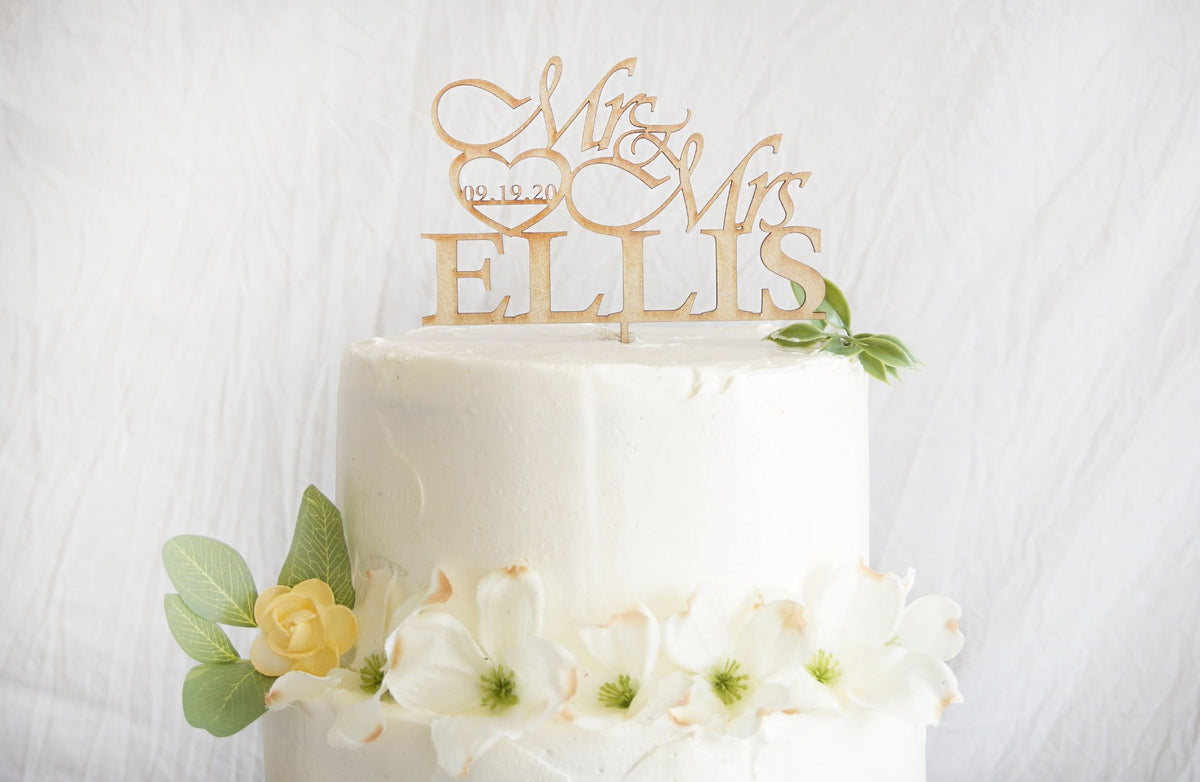 Mr. &amp; Mrs. Wedding Cake Topper | Custom Cake Topper Personalized | Engagement or Anniversary Cake Topper | Wood Cake Topper, Cake Toppers, designLEE Studio, designLEE Studio