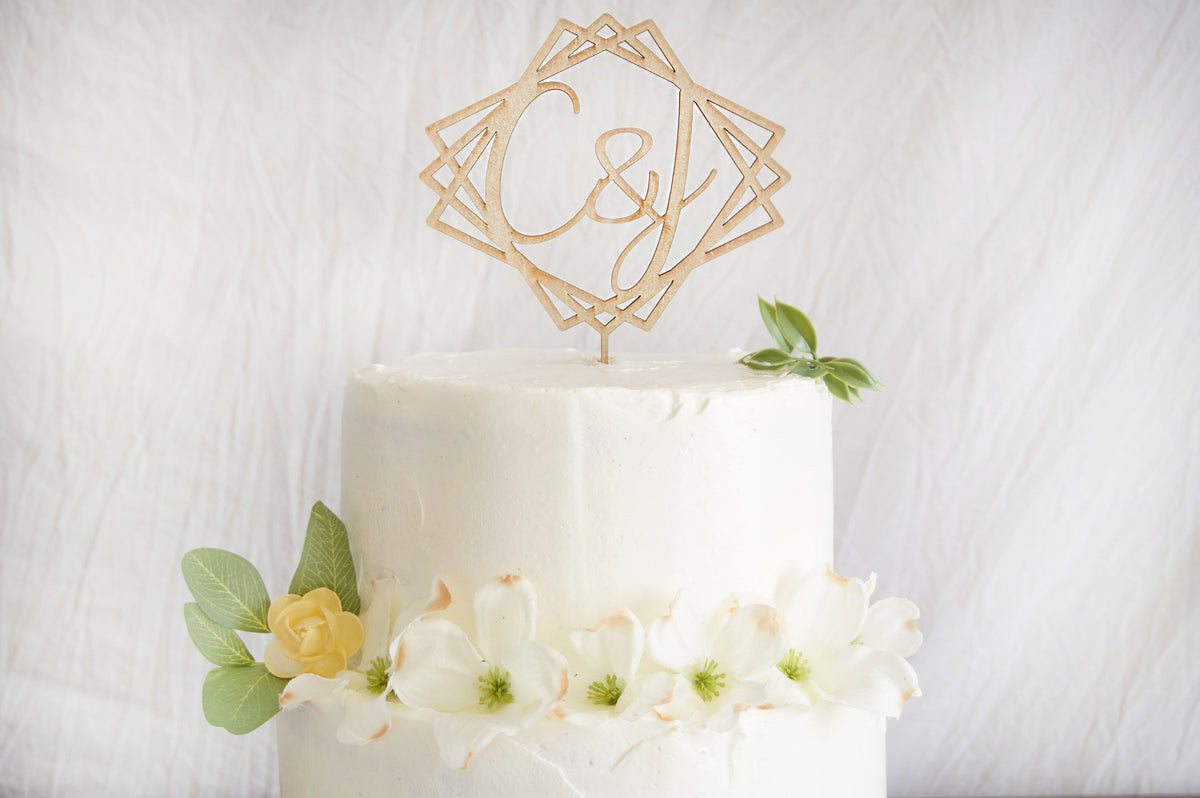 Geometric Wedding Cake Topper | Custom Cake Toppers Personalized | Made in Wood or Acrylic, Cake Toppers, designLEE Studio, designLEE Studio