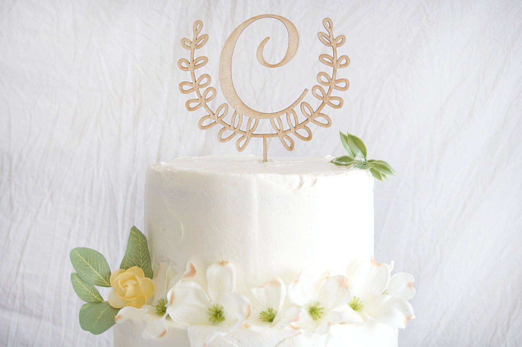Laurel Wreath Wedding Cake Topper | Custom Cake Topper Personalized | Acrylic or Wood Cake Topper, Cake Toppers, designLEE Studio, designLEE Studio