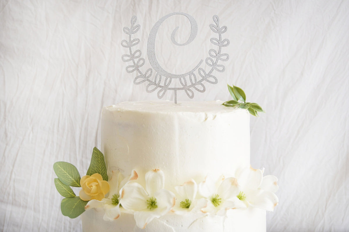 Laurel Wreath Wedding Cake Topper | Custom Cake Topper Personalized | Acrylic or Wood Cake Topper, Cake Toppers, designLEE Studio, designLEE Studio