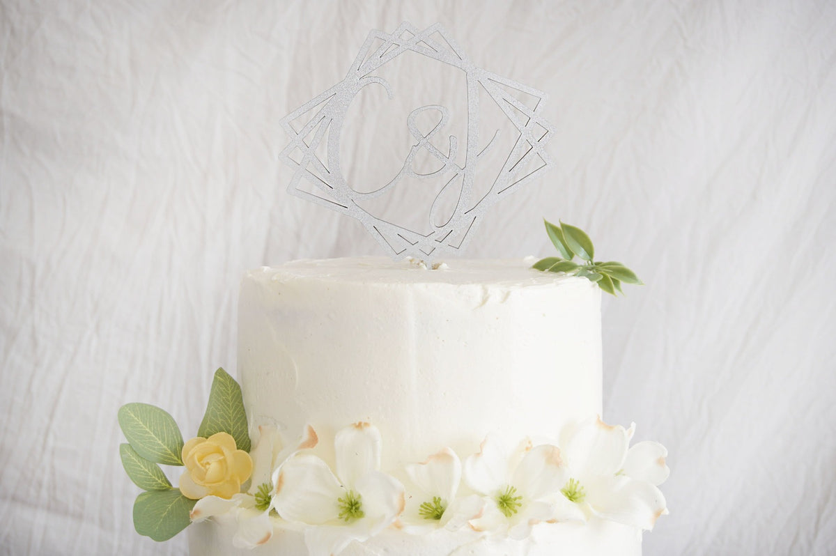 Geometric Wedding Cake Topper | Custom Cake Toppers Personalized | Made in Wood or Acrylic, Cake Toppers, designLEE Studio, designLEE Studio