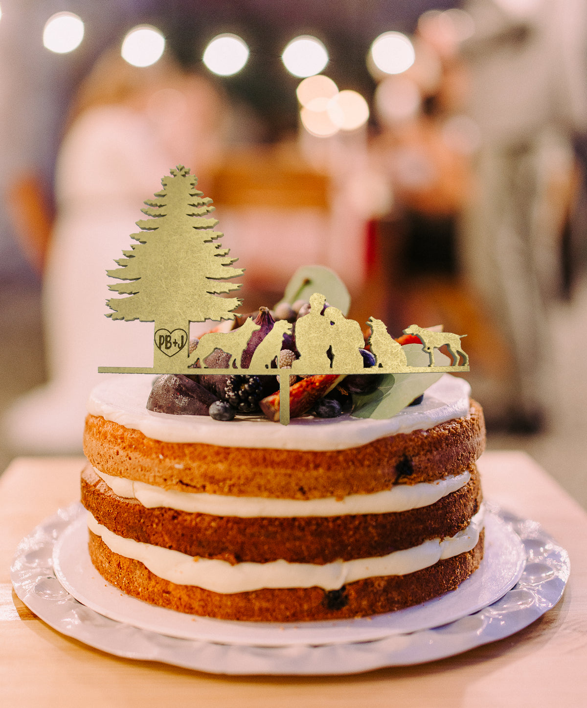 Rustic Silhouette Wedding Cake Topper | Scenic Outdoor Camping Bride &amp; Groom | Custom Cake Topper - designLEE Studio