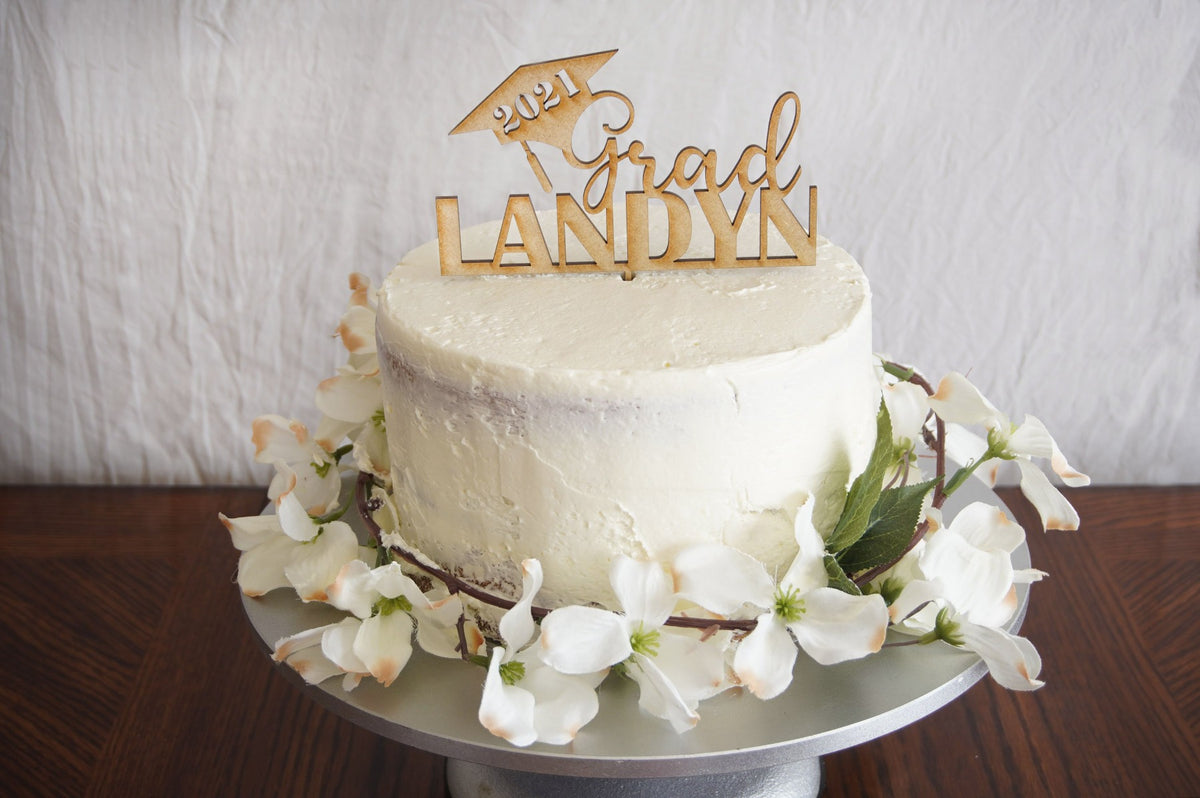 Personalized Graduation Cake Topper | Custom Congrats Class of 2021 Gift | Prom &amp; Graduation Celebration Décor | Wood or Acrylic, Cake Toppers, designLEE Studio, designLEE Studio