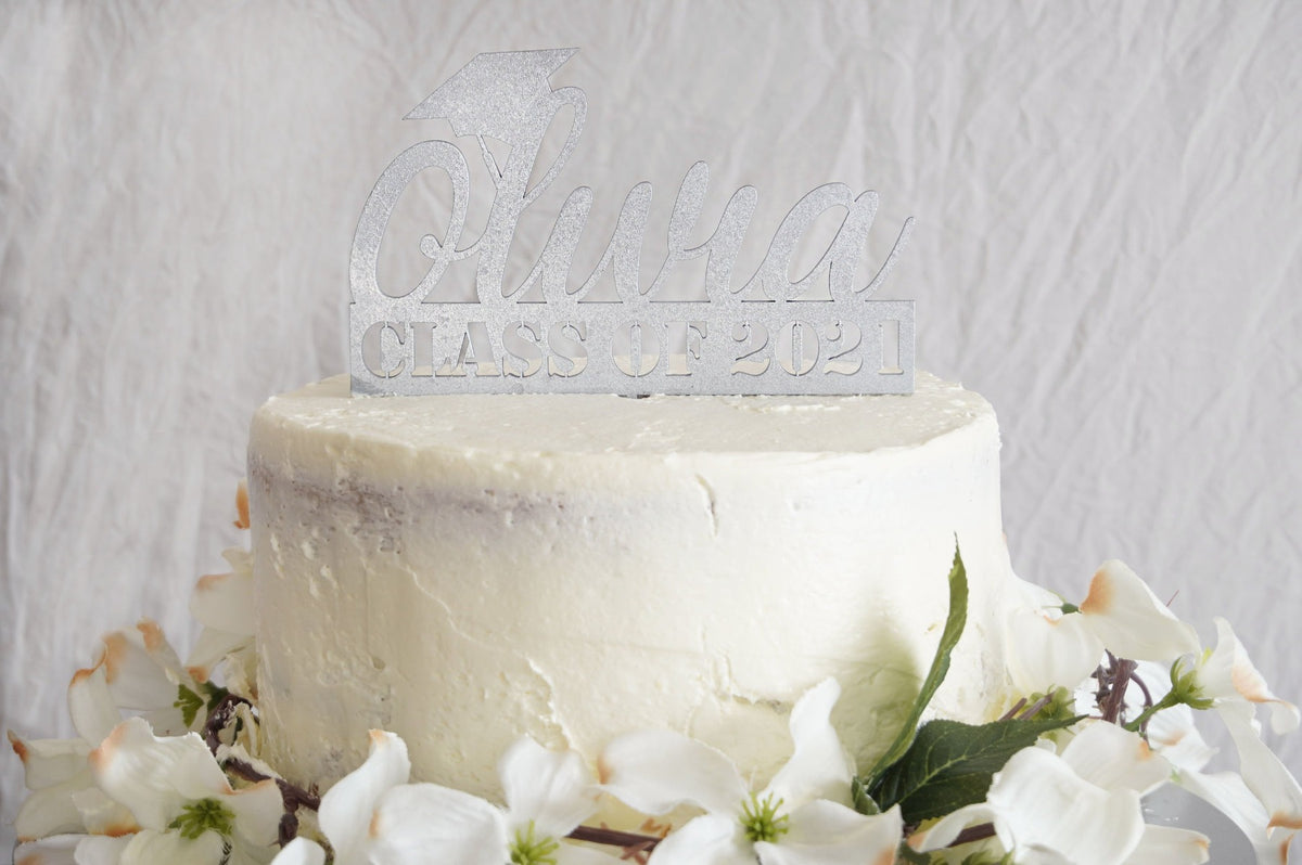 Personalized Graduation Cake Topper | Custom Congrats Class of 2021 Gift | Prom &amp; Graduation Celebration Décor | Wood or Acrylic, Cake Toppers, designLEE Studio, designLEE Studio