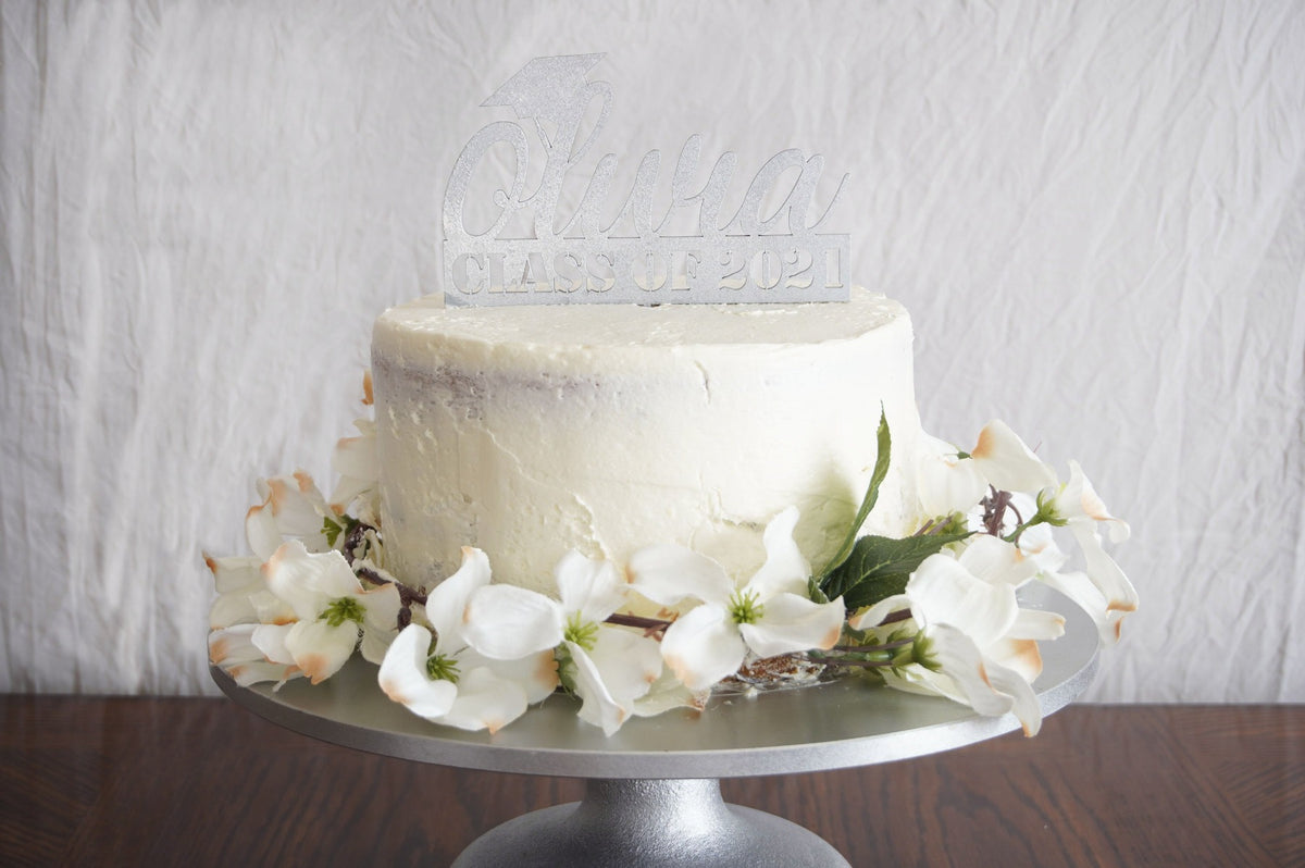 Personalized Graduation Cake Topper | Custom Congrats Class of 2021 Gift | Prom &amp; Graduation Celebration Décor | Wood or Acrylic, Cake Toppers, designLEE Studio, designLEE Studio