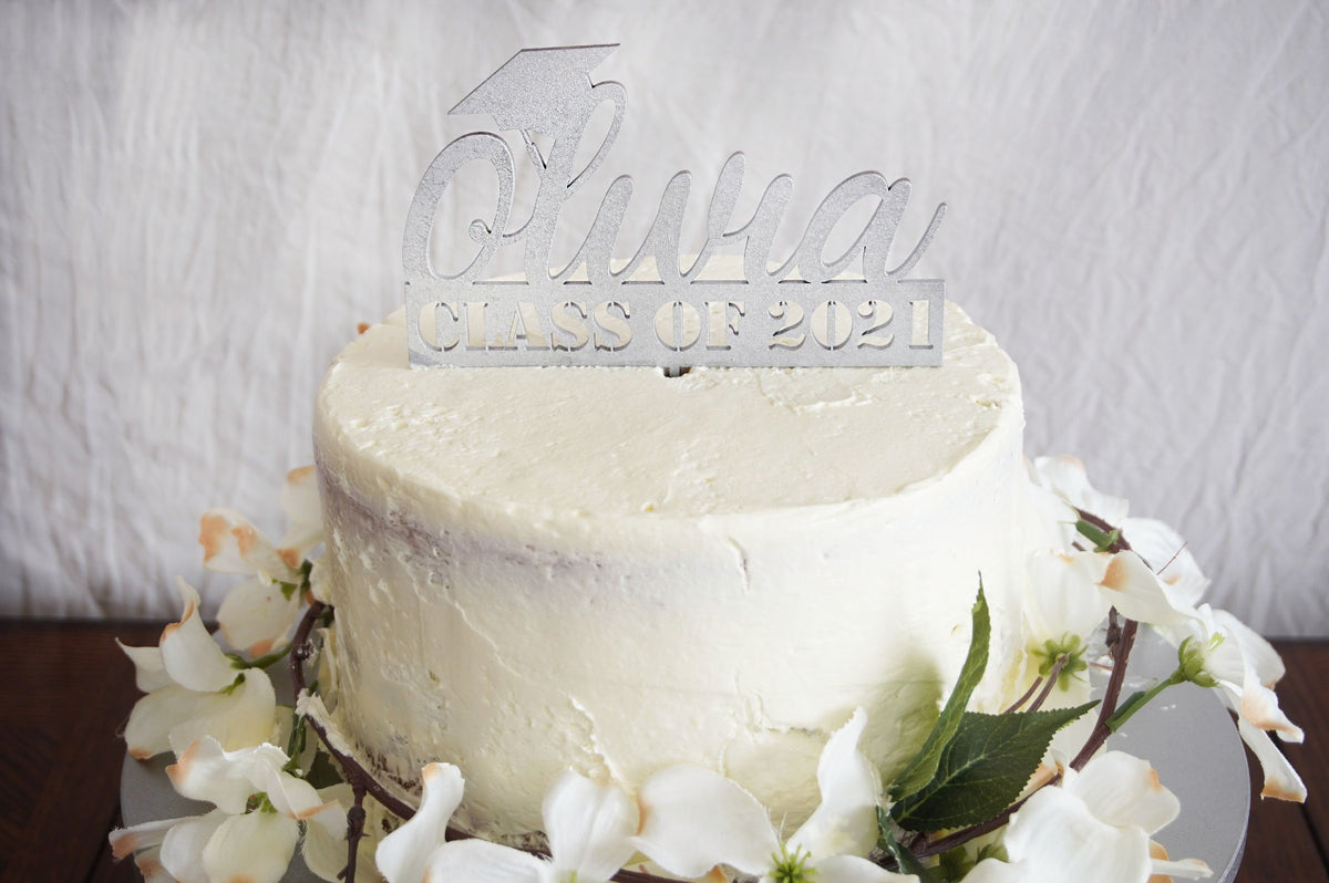 Personalized Graduation Cake Topper | Custom Congrats Class of 2021 Gift | Prom &amp; Graduation Celebration Décor | Wood or Acrylic, Cake Toppers, designLEE Studio, designLEE Studio