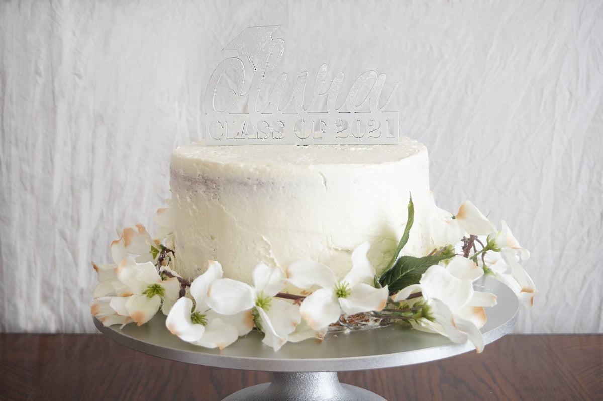 Personalized Graduation Cake Topper | Custom Congrats Class of 2021 Gift | Prom &amp; Graduation Celebration Décor | Wood or Acrylic, Cake Toppers, designLEE Studio, designLEE Studio