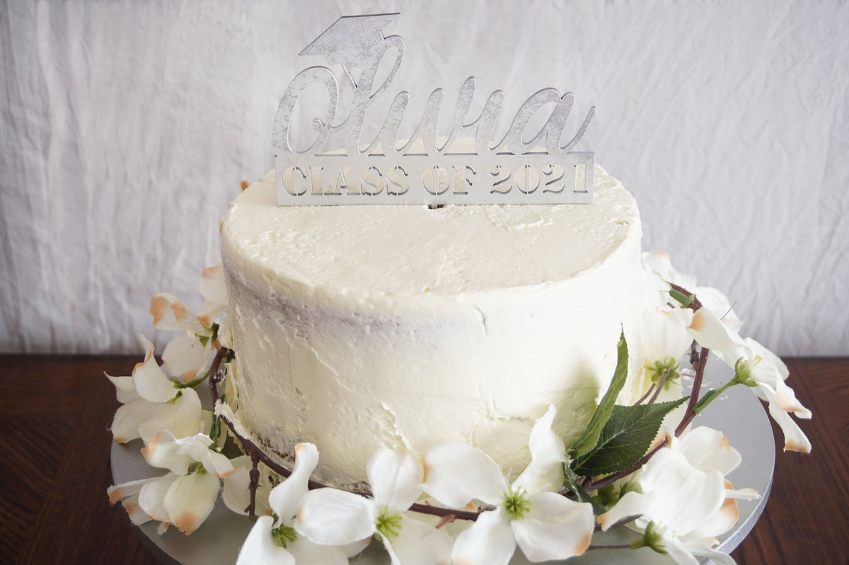 Personalized Graduation Cake Topper | Custom Congrats Class of 2021 Gift | Prom &amp; Graduation Celebration Décor | Wood or Acrylic, Cake Toppers, designLEE Studio, designLEE Studio